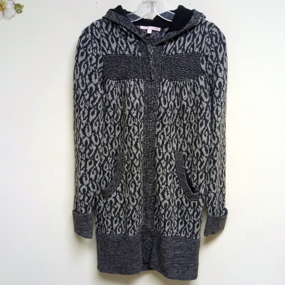 Rebecca Taylor Gray Hooded Zipper Cardigan Sweater - Picture 1 of 5